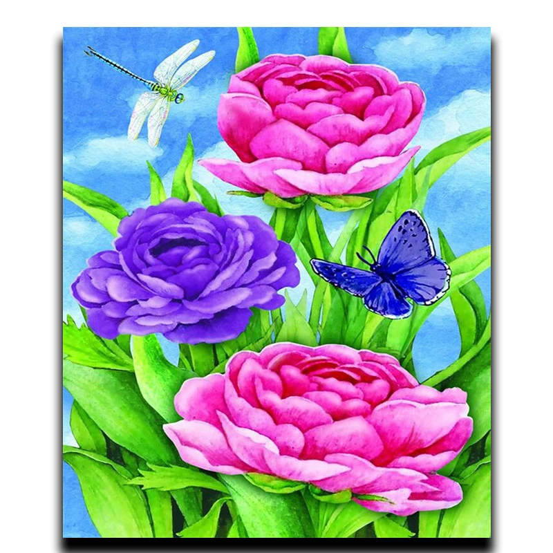 

Crafts Diy flower painting Diamond cross stitch 5d round \ square mosaic diamond diamond embroidery Flowers and butterfly