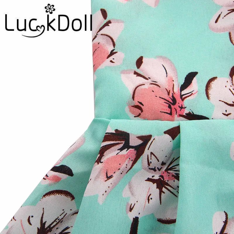 Платье на бретельках LUCKDOLL с цветочным принтом и бантом 18 дюймов американская