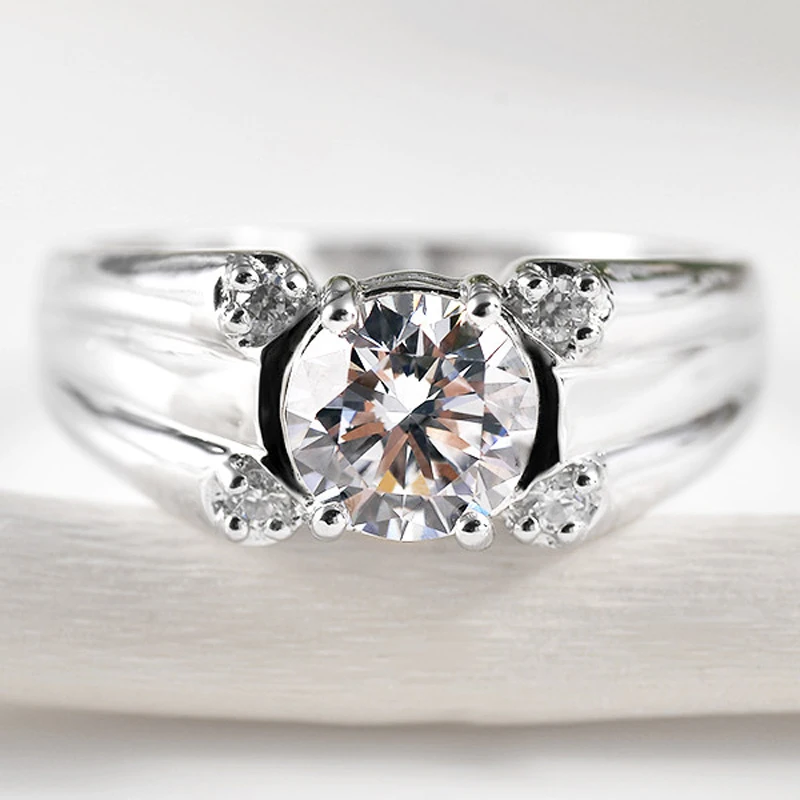 Кольцо VVS H 0 3 карат с круглыми огранками Moissanite Lab мужское кольцо для свадьбы