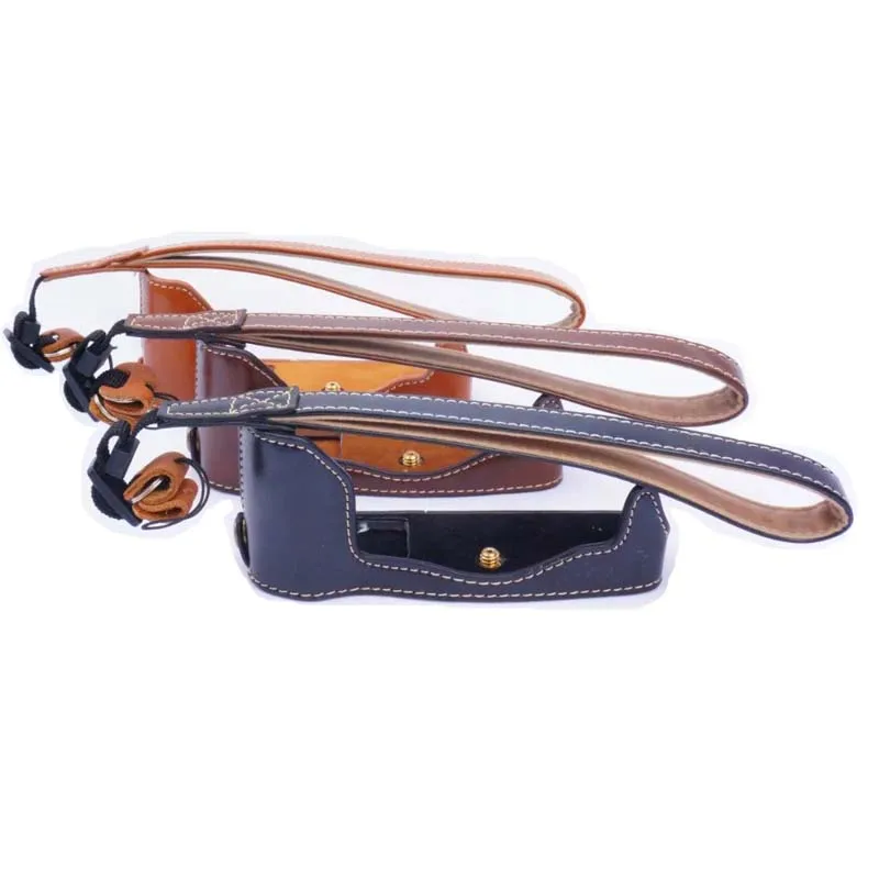 Черный/коричневый/КОФЕ PU Половина корпуса камеры кожаный чехол для Olympus PEN-F Pen F