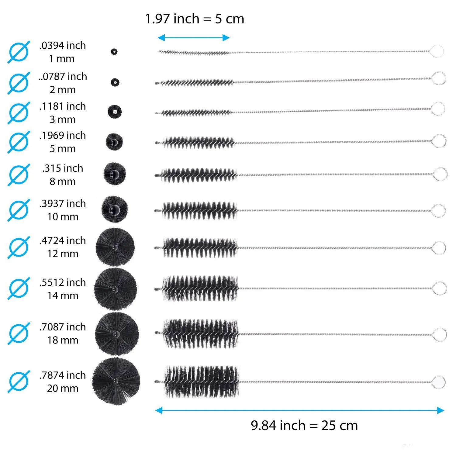 A Set of 15 Cleaning brushes and 10 Needles are Used for Motorcycles Scooters Petrol Bottles Coffee Machines Etc. | Дом и сад