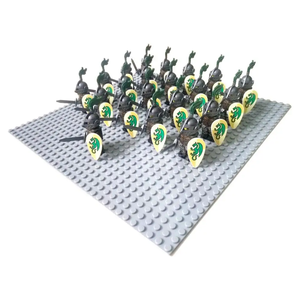 21pcs Green Dragon B 21 шт. замок Рыцари зеленый дракон рыцарь Серебряный ястреб Синий Лев совместимый Строительный Блок Кирпич аксессуар Sluban Decool фигурки - Цвет: 21pcs Green Dragon B