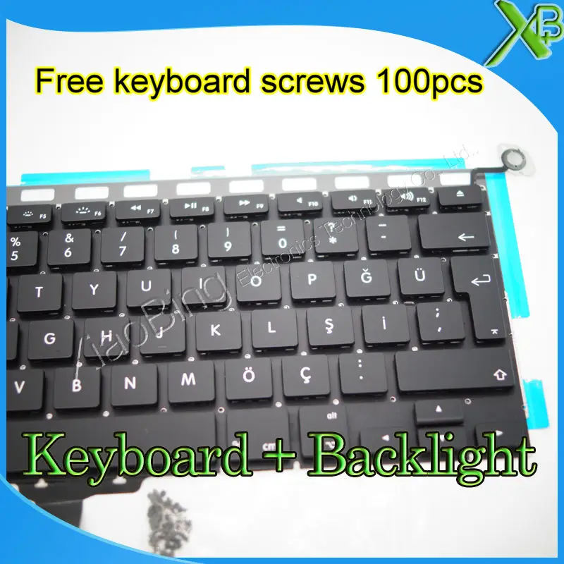 Brand New For MacBook Pro 13.3&quot A1278 TR Turkish Turkey keyboard+Backlight Backlit+100pcs keyboard screws 2008-2012 Years |