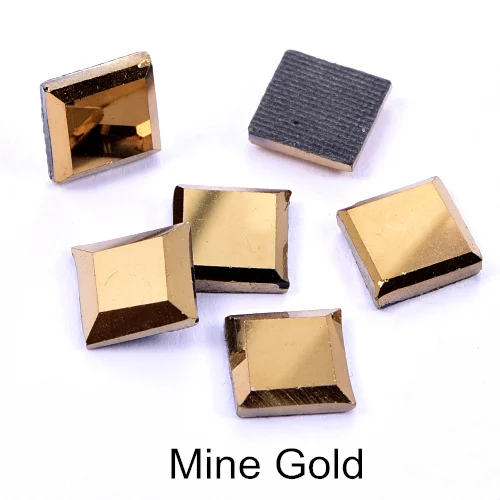 Mine Gold Стеклянные стразы квадратные стразы DMC исправление стразы FlatBack необычной формы DMC горячей фиксации стразы свадебное платье B0327 - Цвет: Mine Gold