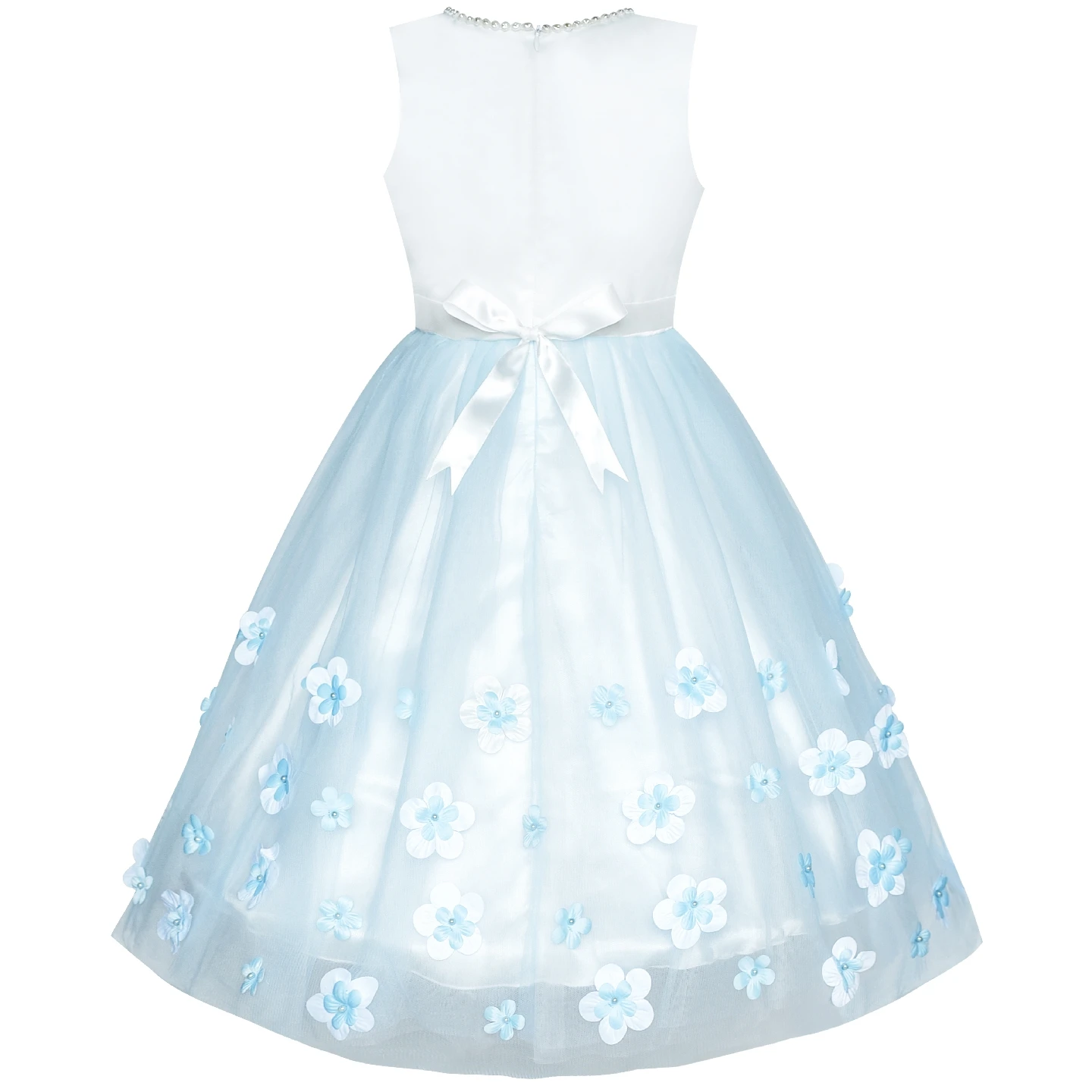Flower Girls Dress Blue Petals Wedding Bridesmaid Birthday Party 2020 Summer Princess Dresses Girl Clothes Pageant Sundress | Детская