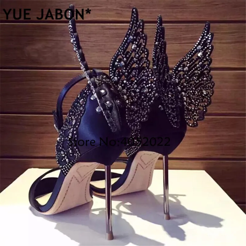 Yue jabon/великолепные разноцветные босоножки на высоком каблуке-шпильке с бабочкой; пикантные модные туфли-лодочки с открытым носком; летние туфли с крыльями ангела