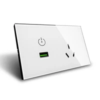 usau standard usb wall power socket touch switch wall socket with wall outlet 110 240v 15a white crystal glass panel