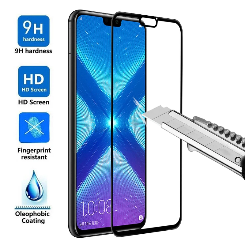 Полное покрытие Защитное стекло для Huawei honor 8 s 8c 8x 8a hono honer c x a Закаленное Защитная