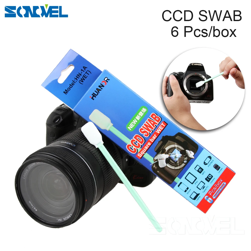 Набор для очистки влажного датчика CMOS CCD 6 шт. 14 мм тампон камеры Sony Olympus Fuji Panasonic Nikon