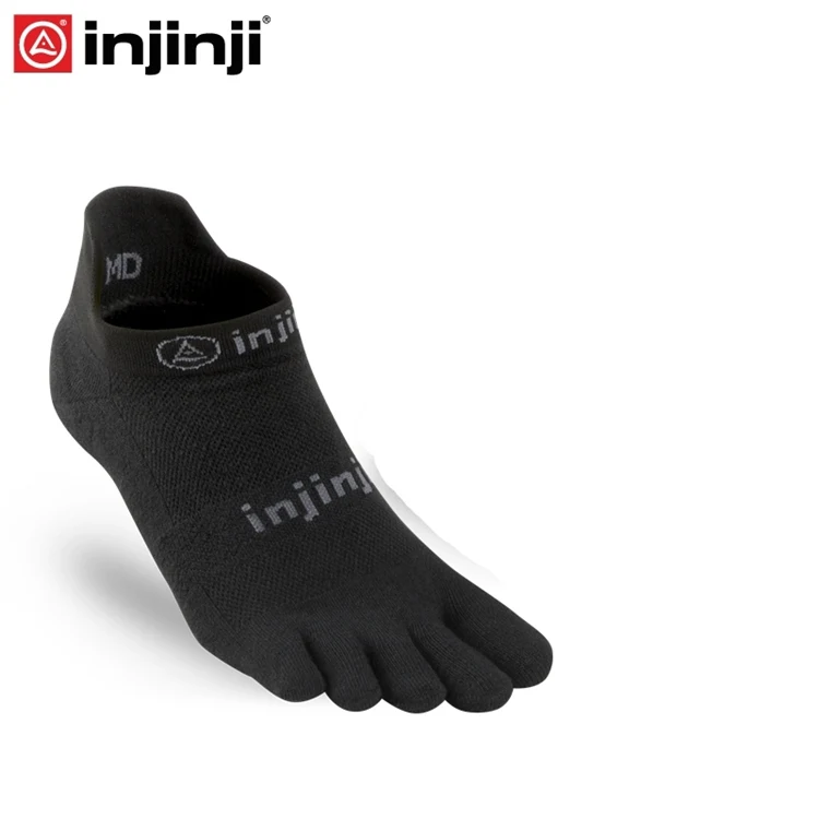 Injinji Toe socks беговые легкие без шоу носки для бега с пятью пальцами мужские - Цвет: Black