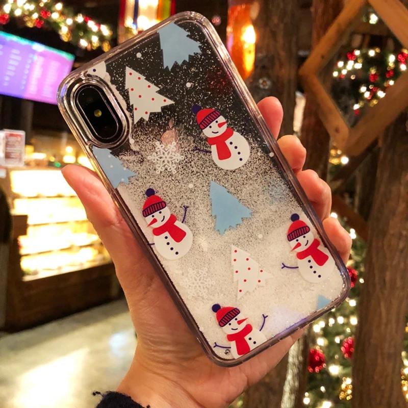 Роскошные Плывун Рождество чехол для iPhone 7 8 плюс Чехол с блестками X Xs Max Xr 6 6s plus |