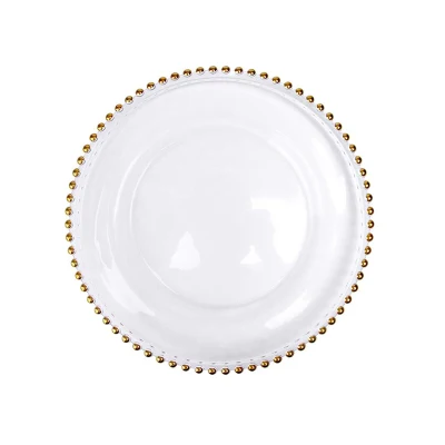 8inch 21cm gold Скандинавские креативные бусины с золотыми краями и серебристыми краями роскошный стиль простой дизайн стеклянная тарелка для стейка основная тарелка 12 дюймов - Цвет: 8inch 21cm gold