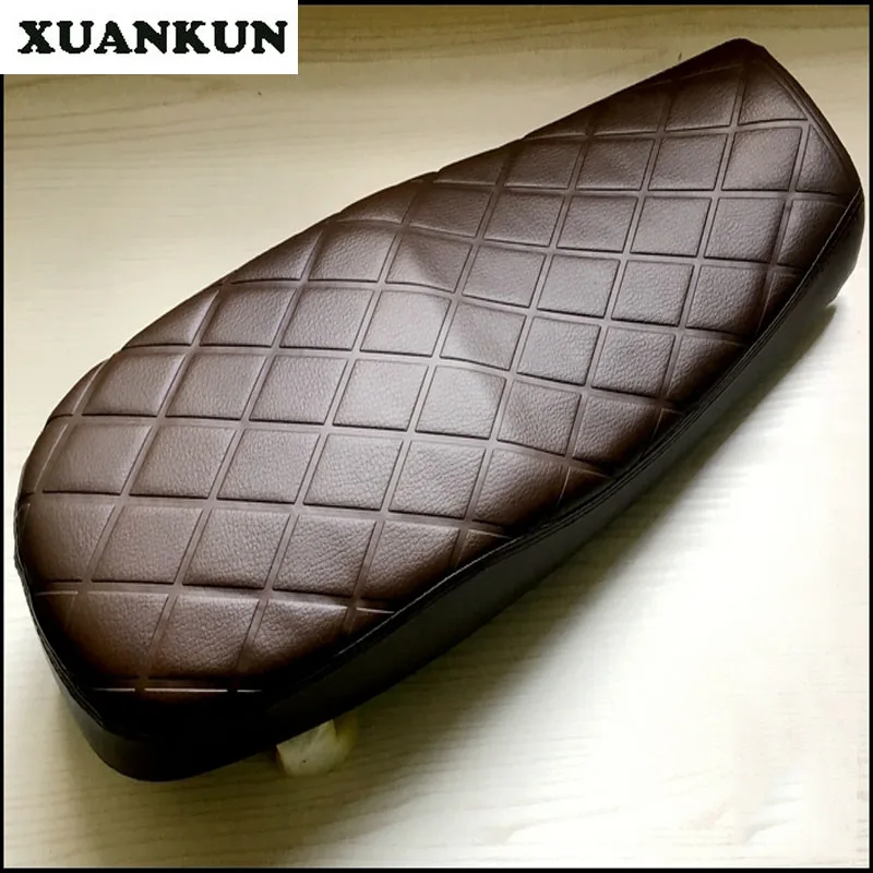 XUANKUN Cafe Racer Удобная подушка для сиденья мотоцикла в клетку форме ромба стиле ретро