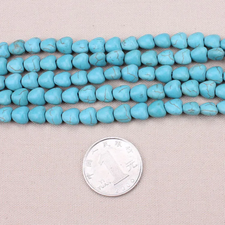 54 шт./нитка 8*8 см в полоску с голубым сердечком из натурального камня свободные