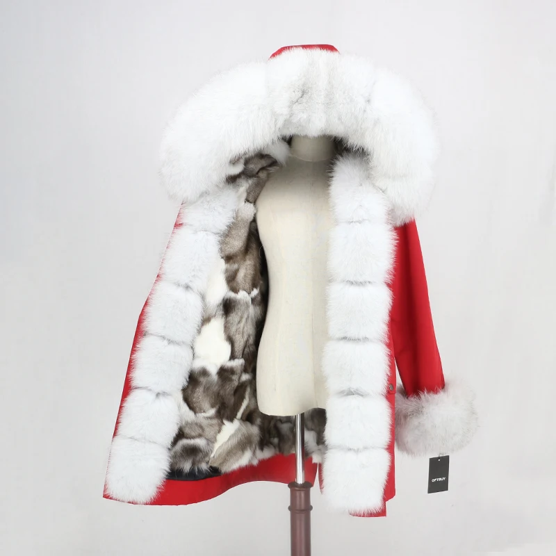 OFTBUY, Водоотталкивающее пальто, Длинная женская парка, натуральный Лисий мех, зимняя куртка, женская верхняя одежда, съемная уличная одежда, толстая теплая куртка