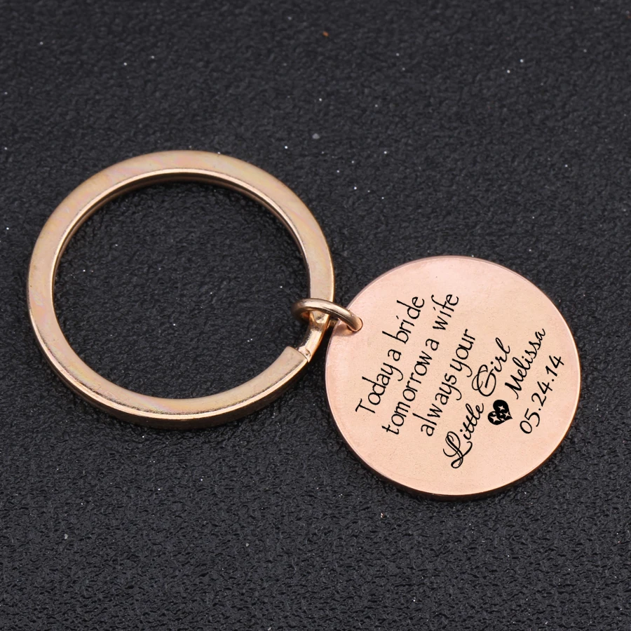 Name And Date Customized Key Chains Engraved Today A Bride Tomorrow Wife Always Your Little Girl Keyring Wedding Jewerly | Украшения и
