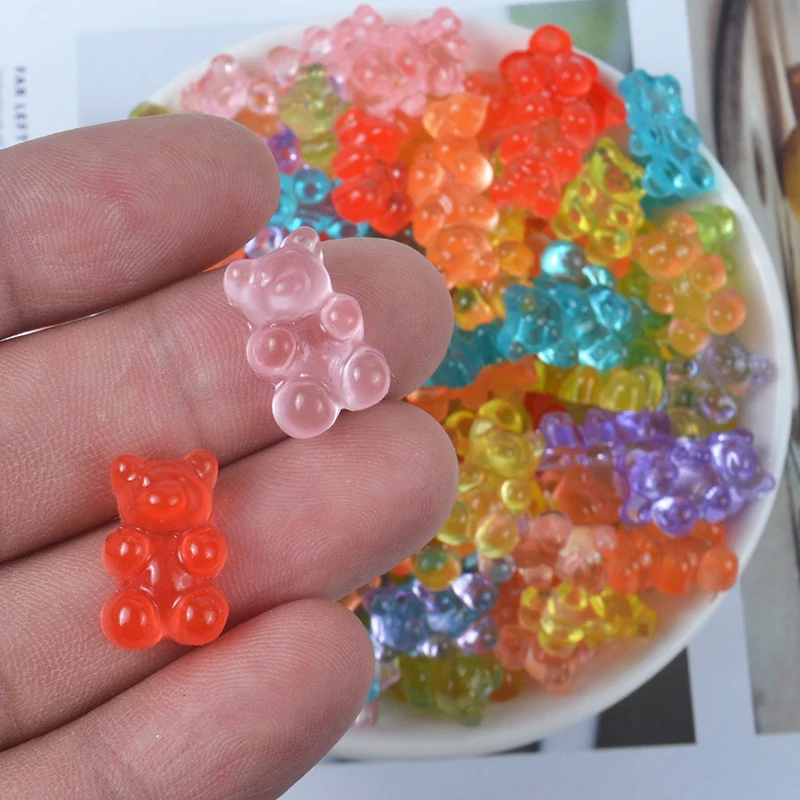 10 шт. слайм шармы милый мини медведь смолы Пластилин клейкие аксессуары бусины