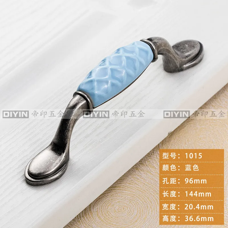 96mm hole spacing Раковина керамические ручки и ручки мультфильм ручка шкаф ящик ручки и ручки мебель кухонная дверная ручка - Цвет: 96mm hole spacing