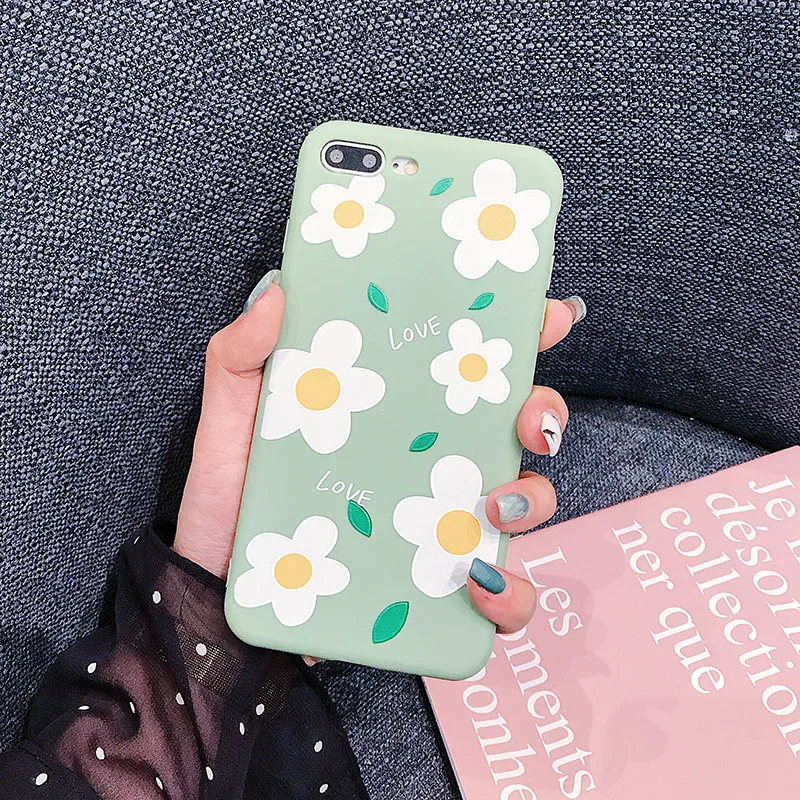 Милый чехол для телефона с цветами iPhone 7 8 6 S Plus мягкая задняя крышка из ТПУ Apple X XS MAX