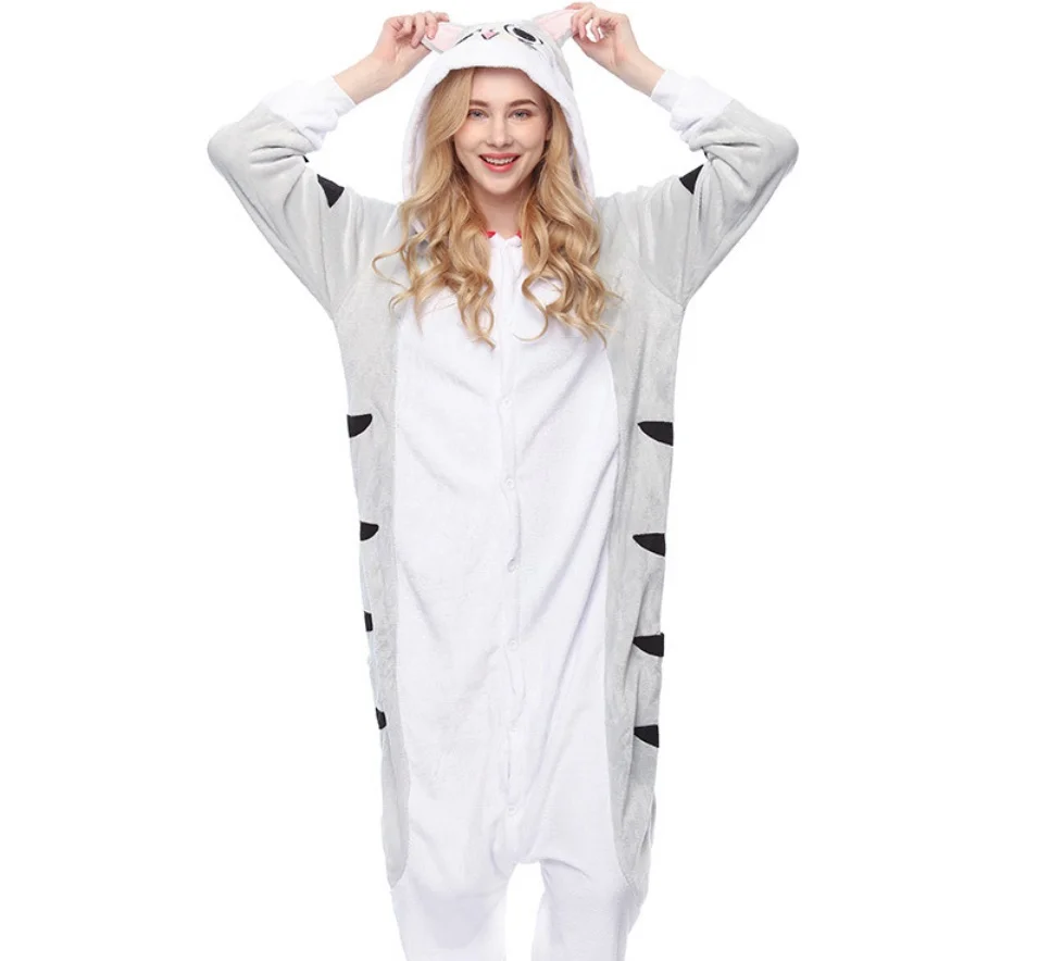 Аниме животных Чи Sweet Home Сыр cat Onesie для взрослых, косплей на Хэллоуин, осенний, детский Полосатый кот фланелевые пижамы пижамный комплект