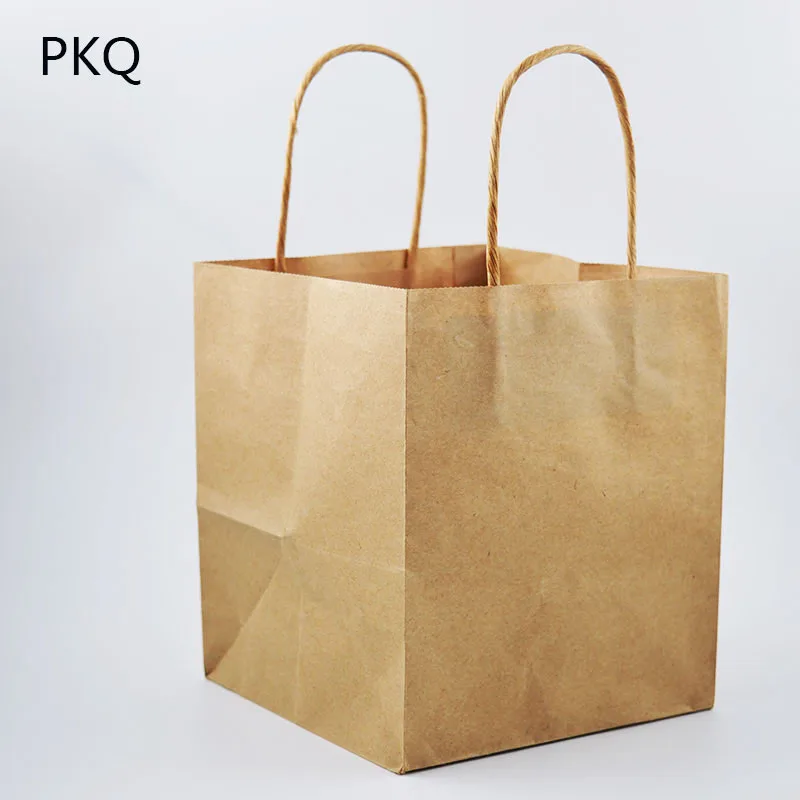 Kraft paper color 20 шт./лот, крафт-бумажный пакет, квадратные Цветочные пакеты с декоративной ручкой, белый бумажный подарочный пакет, большой размер, бумажные пакеты 5,28 - Цвет: Kraft paper color