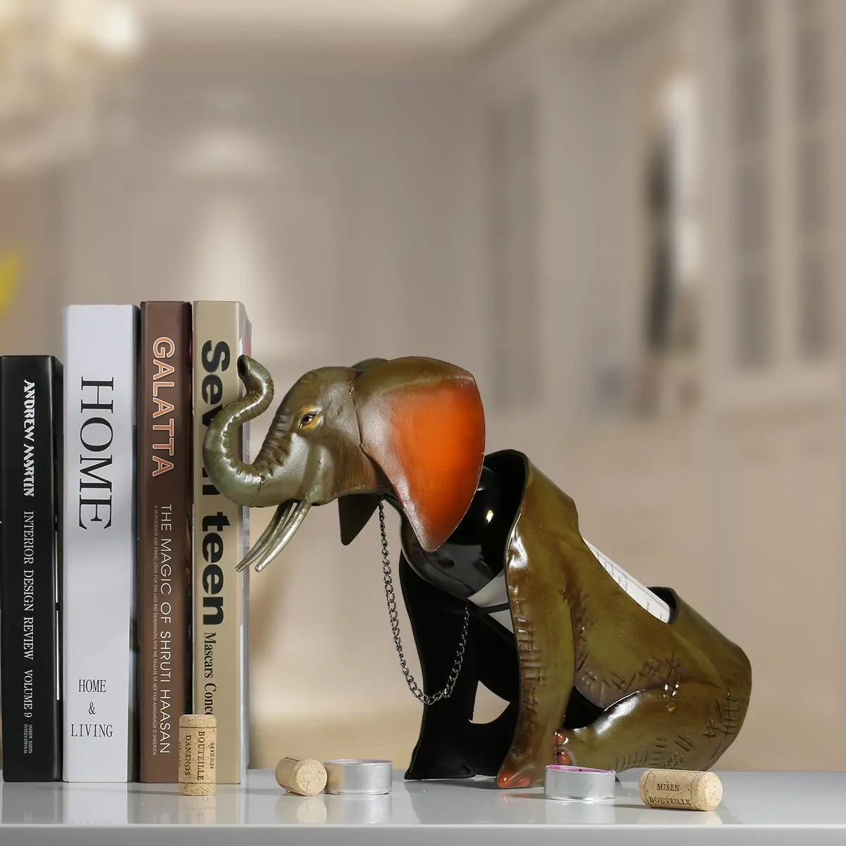 Tooarts слон винный стеллаж металлический животное классический держатель бутылки
