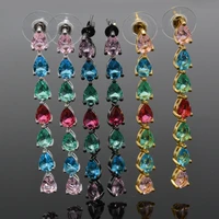 high quality 925 sterling silver water drop heart pendant earrings colorful zircon earrings women decoration gifts