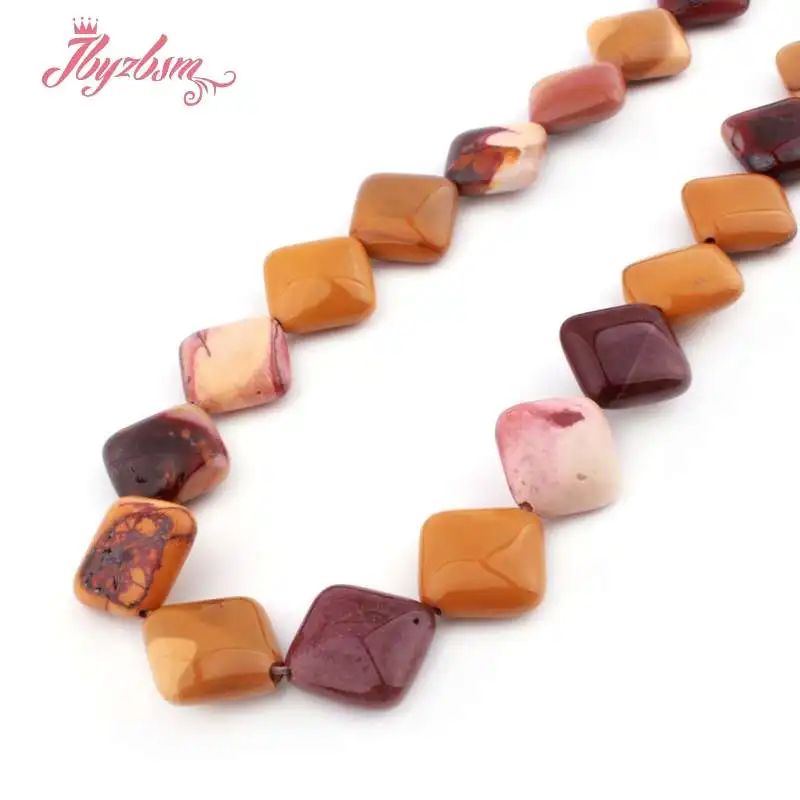 Mookaite Jasper 15 мм натуральный флюоритовый кварц Родонит Агаты квадратный ромб камень бусины для DIY ожерелье ювелирных изделий Свободные 1" - Цвет: Mookaite Jasper