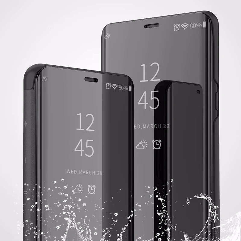 Smart Mirror Case For Samsung Galaxy Note 8 9 Flip Leather Cover for S7 Edge S8 S9 Plus A5 A7 J5 | Мобильные телефоны и