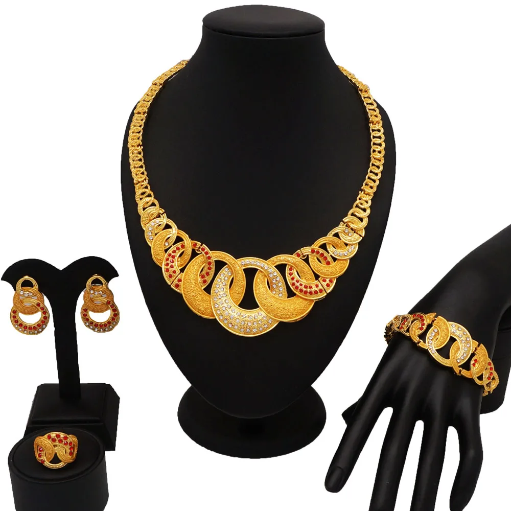 Золотое покрытие ювелирные изделия ses Изысканные Ювелирные наборы для женщин