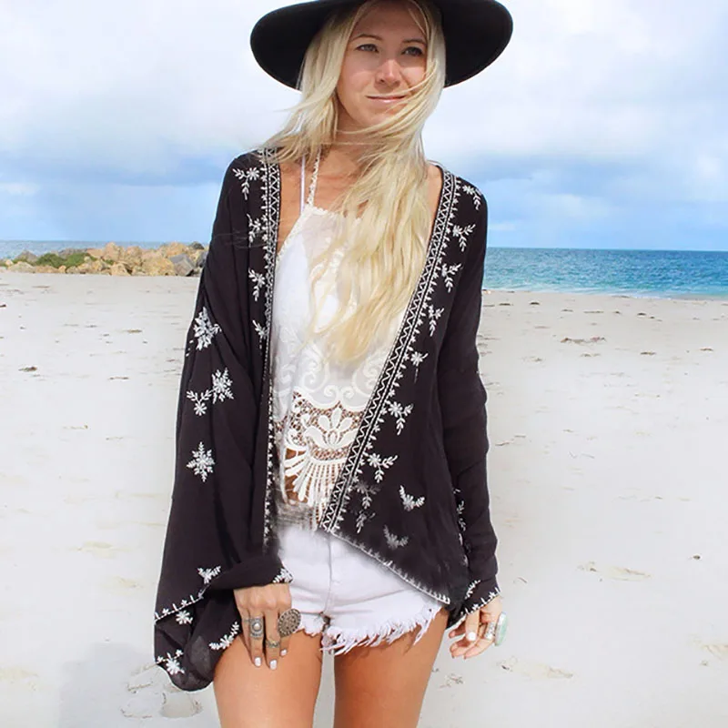 Женский шифоновый кардиган с принтом снежинки в стиле ретро летняя блузка для