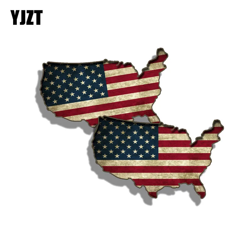 

YJZT 2x11,2 см * 7,1 см, Забавный деревенский Флаг США, необычная фотография, наклейка 12-0593