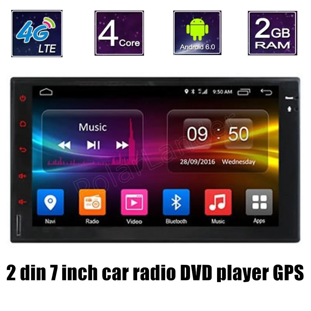Горячая Распродажа Android 6 0 2 DIN Автомобильный dvd плеер GPS Радио экран рулевое колесо
