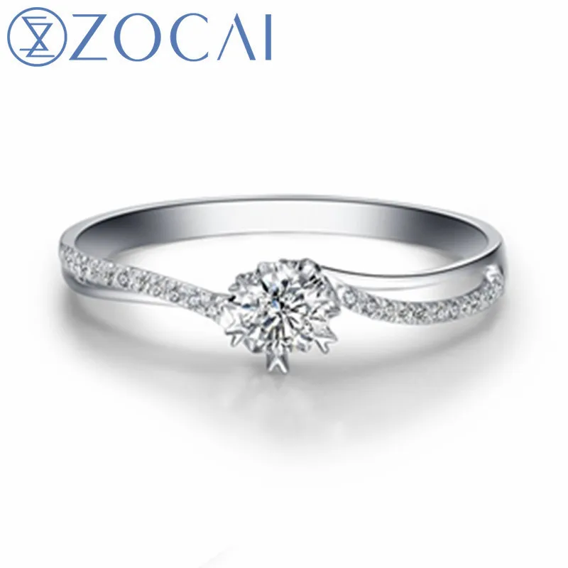 

ZOCAI Weding Ring Certified Genuine Real Diamond 0.35CT Engagement Ring 18K White Gold Diamond Ring W00121