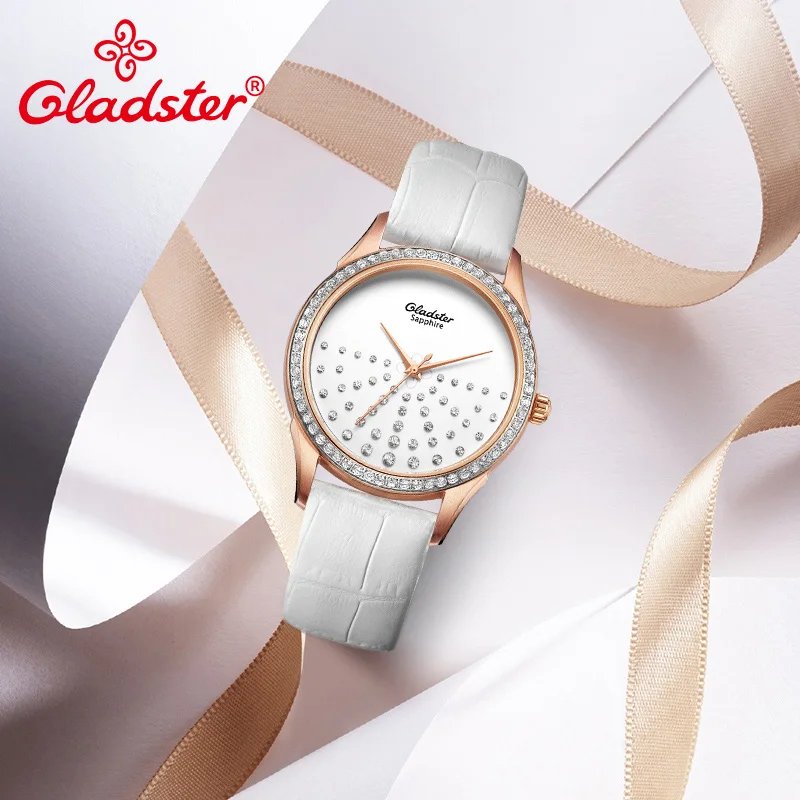 Роскошные Японские Женские кварцевые наручные часы Gladster с искусственным
