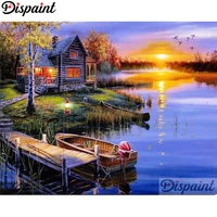 dispaint full squareround drill 5d diy diamond painting house boat embroidery cross stitch 3d home decor a10379