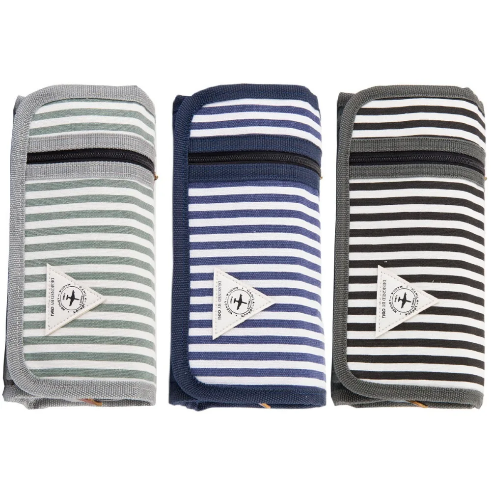 Многофункциональный вместительный холщовый школьный чехол карандаш в полоску