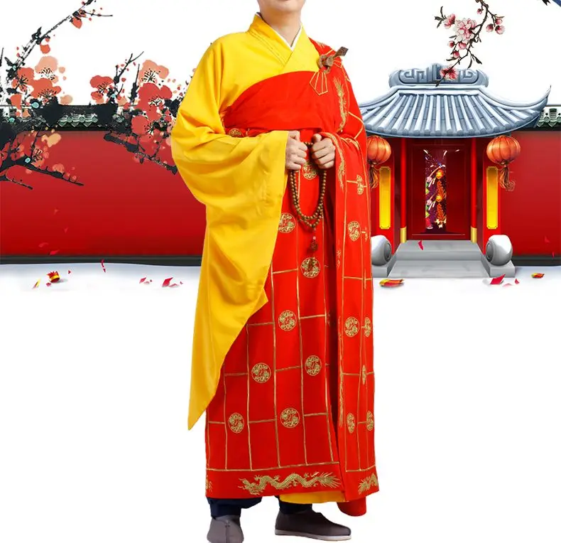 shaolin monk embroidered robe cassocks thousand Millennium Dragon suits buddha Buddhist lay zen clothing blessing uniforms | Спорт и