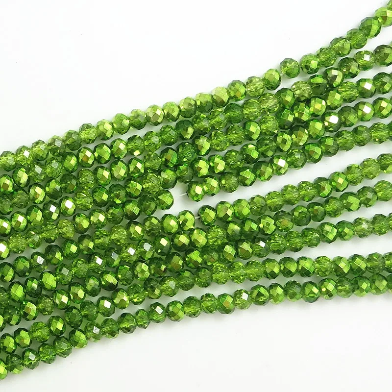 Olive Новинка 196 шт, Круглые граненые стеклянные бусины для изготовления ювелирных изделий, 2 мм - Цвет: Olive