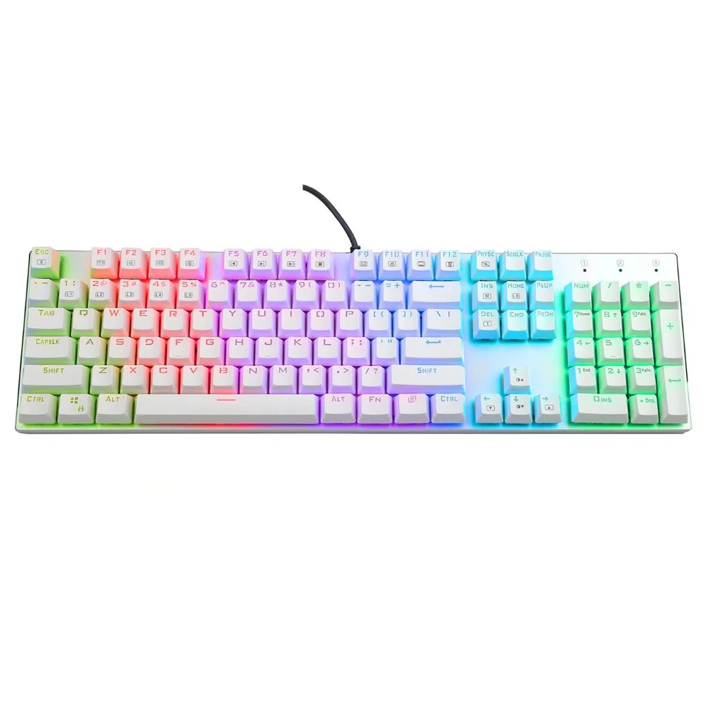 Белый механическая клавиатура RGB светодио дный подсветкой anti ореолы N Key Rollover