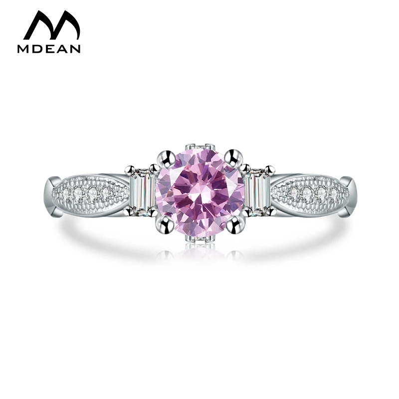 MDEAN белое золото цвет свадебные кольца для женщин розовый AAA Циркон Винтаж Jewelry