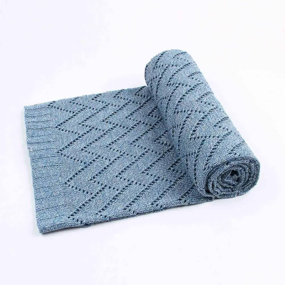 blue newborn blanket Детские одеяла дышащие мягкие вязаные Новорожденные Bebes корзина для коляски чехлы для диванов однотонные детские постельные принадлежности Одеяла 100*80 см - Цвет: blue newborn blanket