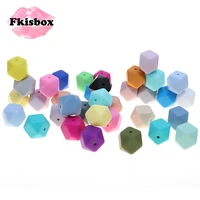 fkisbox 17mm hexagon 100pc silicone baby teether beads bpa free newborn chewing teething necklace babies jewelry diy shower gift