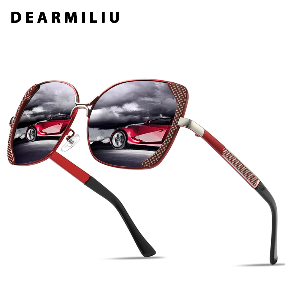 

DEARMILIU Women Polarized Sunglasses 2019 ladies Driving Red Oversized Sun Glasses Goggle UV400 Gafas De Sol Shades Women Girls