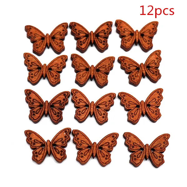 12pcs Ywzatgits 12 шт./48 шт. 23*17 мм с 2 отверстиями мультфильм одежда деревянная пуговица DIY одежда аксессуары ремесла материалы YE0220 - Цвет: 12pcs