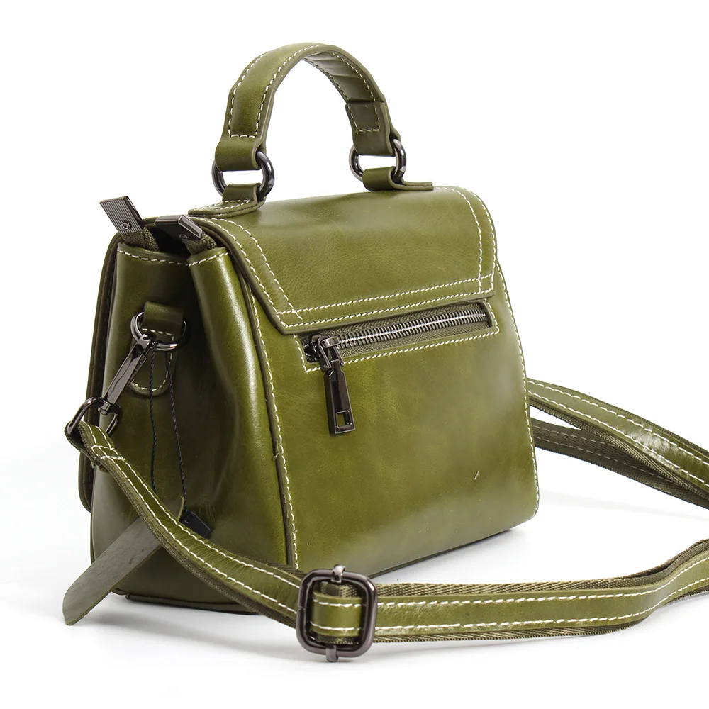New genuine leather lady's headdress cowhide handbag horizontal style casual one-shoulder oil-coated pitot | Багаж и сумки