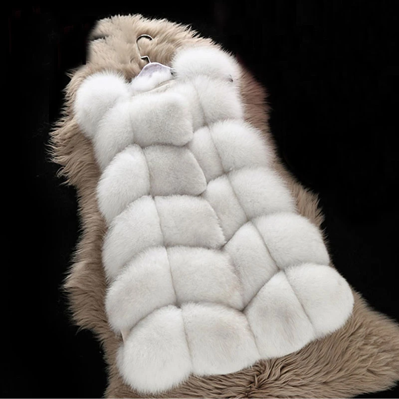 Женский зимний жилет из 100% натурального Лисьего меха роскошная Толстая теплая