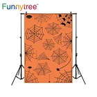 Funnytree фон для фотостудии оранжевый Хэллоуин Паук Паутина дети для фотосъемки фон