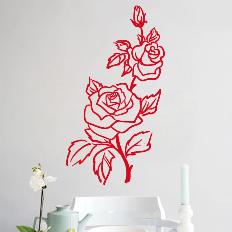

Romantic Rose Wall Stickers Flower Home Decor Beautiful Design For Flower Shop Wall Decals Living Room Bedroom Decoration