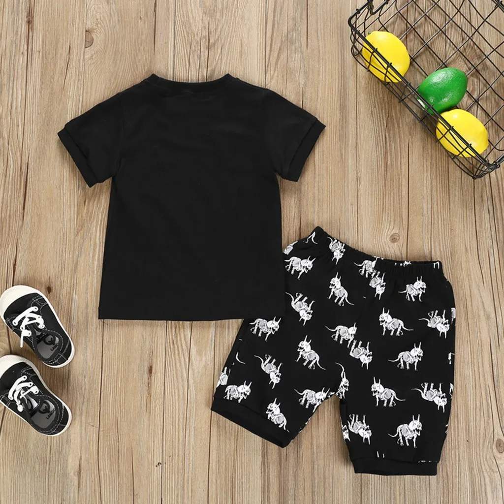 Cartoon Dinosaur Kids Boys Clothes 2019 Print Tops T-shirt+Shorts Children Clothing Boy Set 1 2 3 4 5 6 7 Years |
